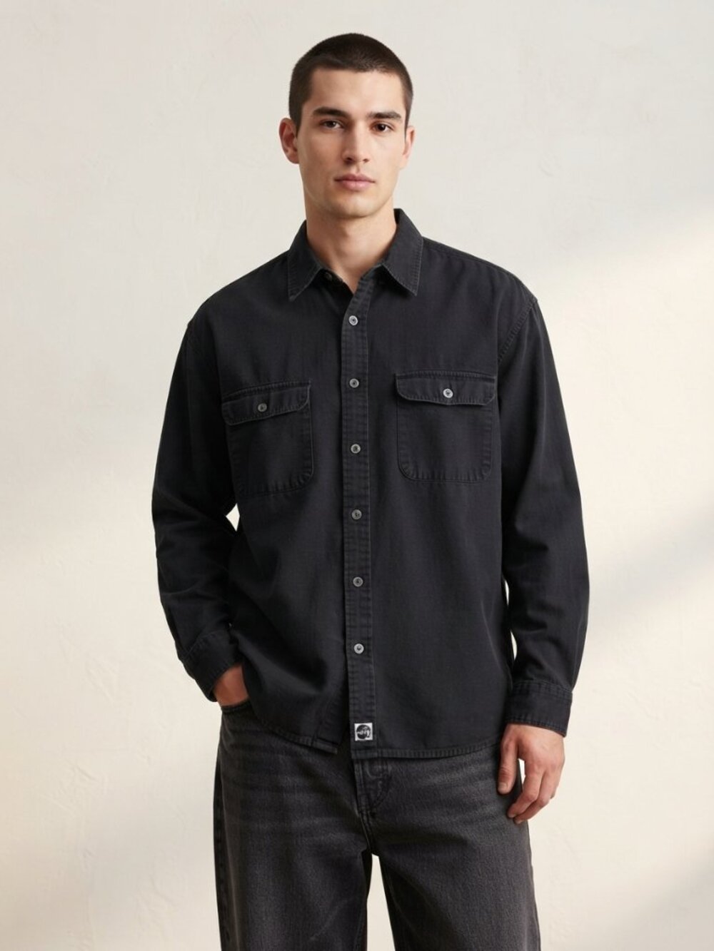 Levi's SilverTab Vintage Black Long Sleeve Button Down Shirt Large Y2K